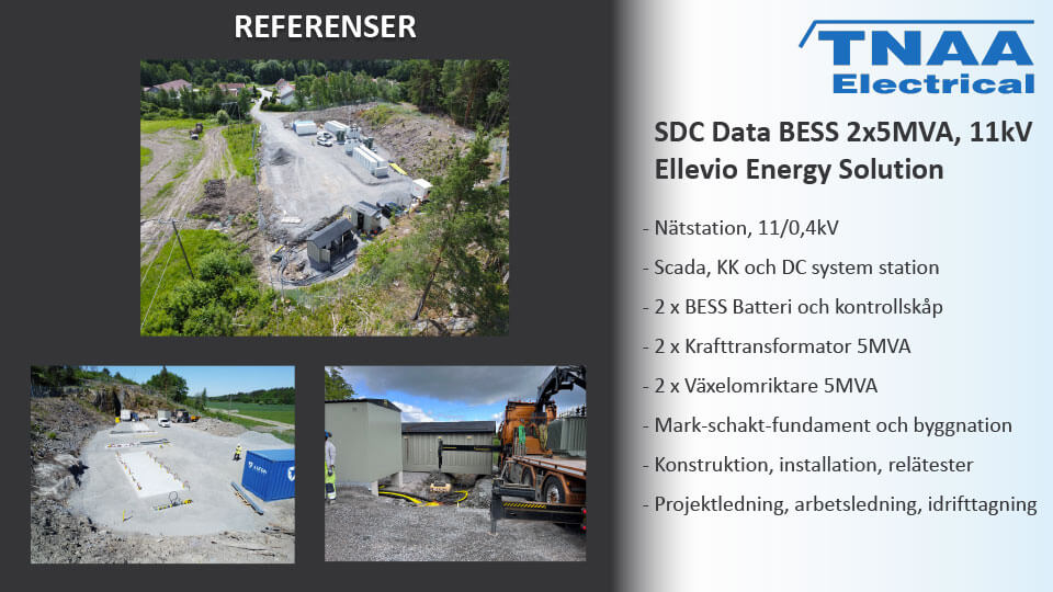 SDC Data BESS 2x5NVA, 11 kV, Ellevio Energy Solution.